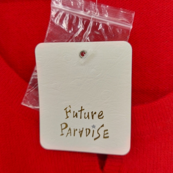 Future Paradiae Cashmere Red Cardigan Size Large - Picture 2 of 4